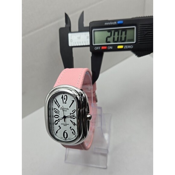 Activa Swiss Quartz Watch Oval 37mm Pink Strap 30M WR New Battery Womens Classic main image 5
